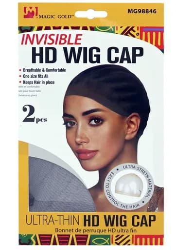 Magic Gold Invisible HD Wig Cap #MG98846 Black (2 pc/pk) -dz