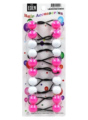 Eden 20mm Hair Ball -Pink/White #LB20HW[HWH] -pk